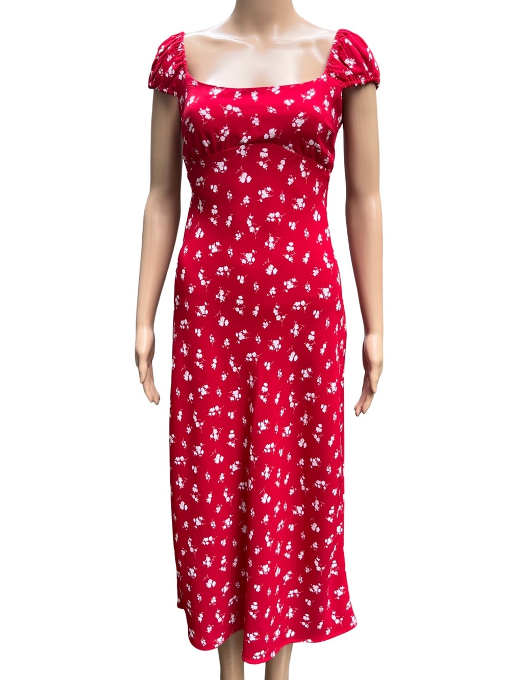 Hollister NWT Red Floral Open Back Midi Dress S